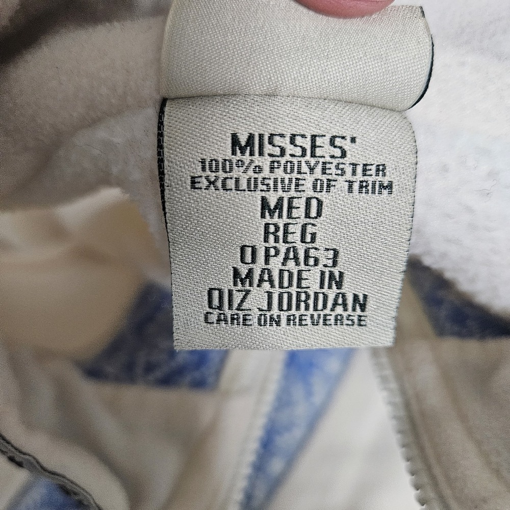 L.L. Bean Fleece Vest Womens Medium Cream Blue Nordic Snowflake Full Zip - Picture 3 of 11